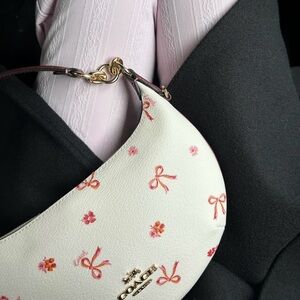 Coach White and Pink Floral Shoulder Bag
